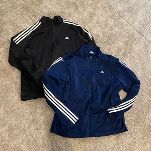 Two men’s adidas zip up light weight jackets